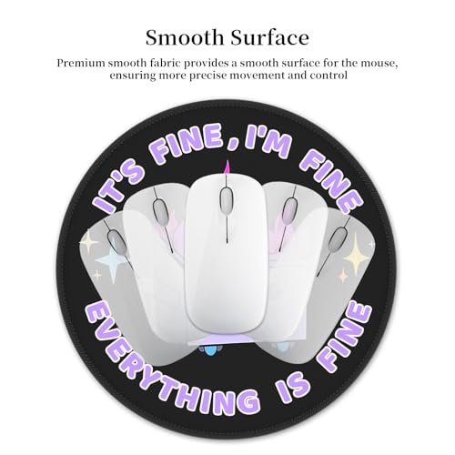 Funny Mouse Pad for Desk, Cute Office Decor for Women, Dumpster on Fire Small Mousepad with Non-Slip Rubber Base, This is Fine Round Computer Mouse Pads for Laptop Desk Accessories Supplies