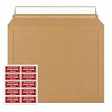 Buste per Spedizioni A4 C4, 10 Pezzi STRBOXONG Buste da Spedizione in Cartone 334 x 234 mm, Buste Postali Kraft Marrone, Autoadesive, con Apertura Rapida e Adesivi DO NOT BEND