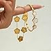 Lucky Butterfly Bracelet Designer Dupes, 18k Gold Plated Minimalism Double-Sided Mother Of Pearl Shell Dainty Adjustable Chain Bracelet For Women Fashion Jewelry Gift (Gold Flower)