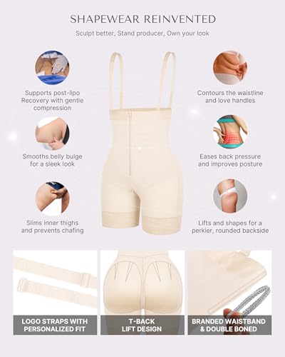 Image of SHAPELLX Fajas Colombianas Shapewear for Women Tummy Control Plus Size Postpartum Body Shaper Butt Lifting Bodysuit