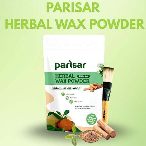 Image of Parisar Pharma Herbal Wax Powder for Women and Men 100g (Pack of 1) | Bikini Wax Powder with Ubtan & Sandalwood | Painless Hair Removal Powder for Underarms & Body | for All Skin Types