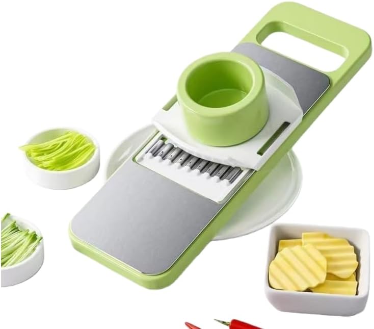 5 in 1 Slicer for Kitchen, Vegetable Slicer Multi Blade Potato Chip, Veggie shredder, Vegetable Cutter,Shredder and peeler For Small Job In Kitchen (Green)