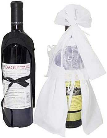 stylesilove Handmade Wedding Decorations Bride and Groom Design Wine Bottle Covers 2 pcs Set image 5