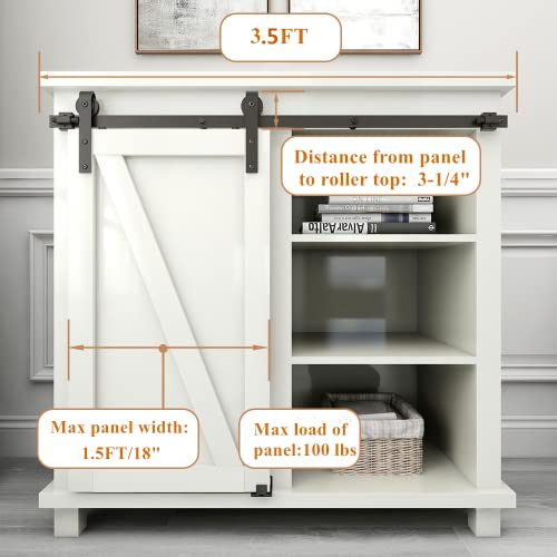 ETIASQSA 106.5cm/3.5FT Super Mini Sliding Barn Door Cabinet Hardware Kit for Single Door TV Stands Small Cabinets J-Shaped Hanger - Image 2