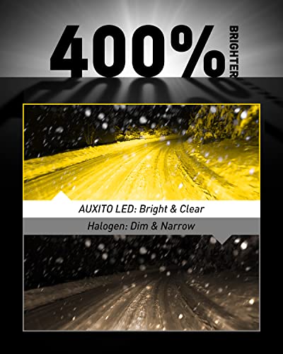 Image of AUXITO 5202 LED Fog Light Bulbs Yellow Amber 3000K, 400% Brighter 6000 Lumens 30W High Power, 5201 PS24W PS19W 9009 12086 Fog Lamps LED DRL Bulbs Replacement for Cars Trucks, Pack of 2
