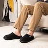 LongBay Men's Memory Foam Slippers Slip On Warm Fluffy House Shoes Black, 10 #1