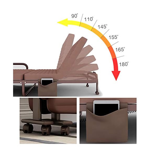 Home Simple Folding Bed Single Portable Adjustable Multifunctional Office Recliner Lunch Break Accompanying Bed,Stripe - Image 3