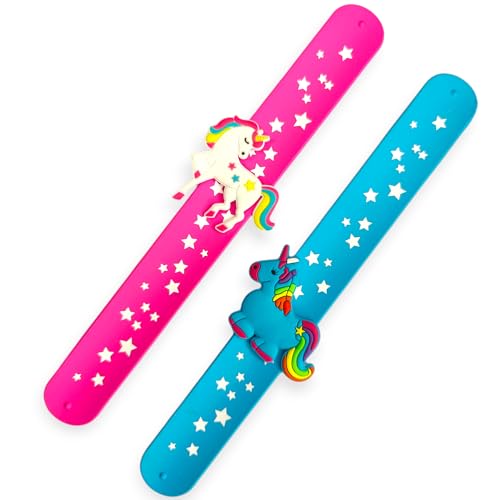 Image of TERA 13 Kids Unicorn Slap Bracelets Set Of 2 Pcs, Colorful Star Print Wrist Band For Girls, Cute Cartoon Unicorn Wristband Gift, Return Gift & party Favour For Kids, Girls Slap Band