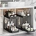 Meltrck Under Sink Storage 2 Pack, 2 Tier Pull Out Cabinet Organizers for Kitchen, Bathroom Organization