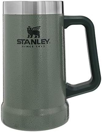 Stanley 10-02874-029 The Big Grip Aluminum Beer Stein Hammertone Green 24OZ / .7L