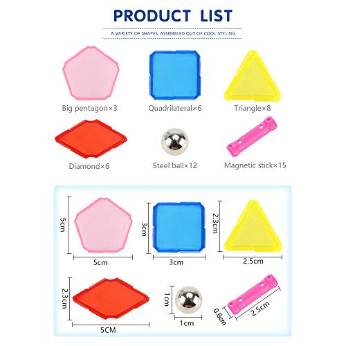 MINGZE 50 Teile/Satz Magnetische Sticks Konstruktionsspielzeug, Pädagogische Bausteine Puzzle Magnet Spielzeug Für… – Bild 3