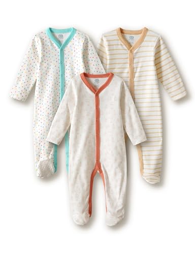 Image of Amazon Brand - Symbol Unisex 100% Cotton Full Sleeve Baby Sleepsuits (Available in Pack of 3 & 6)