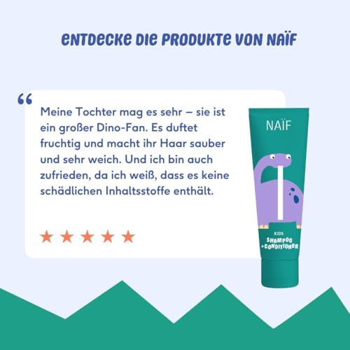 Naïf - 2 in 1 Shampoo und Spülung für Kinder - Reinigt das Haar und macht es geschmeidig - Sanfte Formel - 0% SLES - Dermatologisch getestet - Natürlichen Ursprungs- 250ml