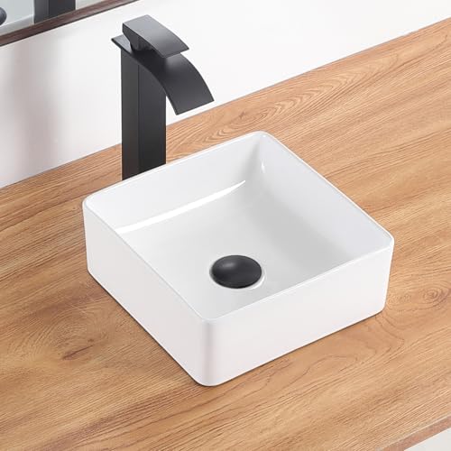 DEHOMEN Small Square Vessel Sink 12 inch Mini Ceramic Bathroom