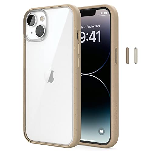 Housse Transparente iPhone 14 Plus Woodcessories Coque Durable Beige