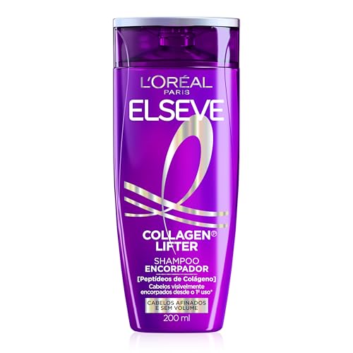 L'Oréal Paris Elseve Collagen Lifter Shampoo Encorpador para Cabelos Finos e Sem Volume, Reconstrói Massa Capilar e Amplifica Volume com Colágeno Vegetal 200ml