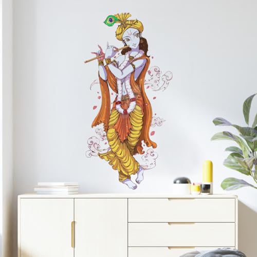 Rawpockets Lord Krishna with Flute ' Wall Sticker-(PVC Vinyl,105cm X 55cm)