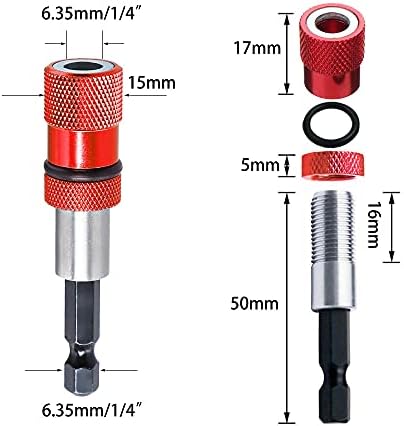 Saipor 2pcs Adjustable Screw Depth Screwdriver Bit Holder Magnetic Steel Screwdriver Drywall Bit 1/4 Inch Hex Shank with S2 Phillips 2 Screw Driver Bits
