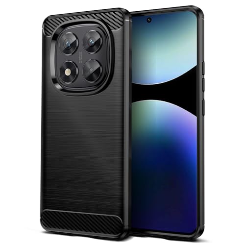 Qiinogow Funda para Xiaomi Redmi Note 14 Pro 5G, Antigolpes Carcasa con Suave de TPU, Capa Ultrafina de Fibra de Carbono (Negro)