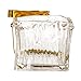 Creative Co-Op 24-Ounce Textured Glass Ice Bucket with Handle and Tongs, Clear/Gold