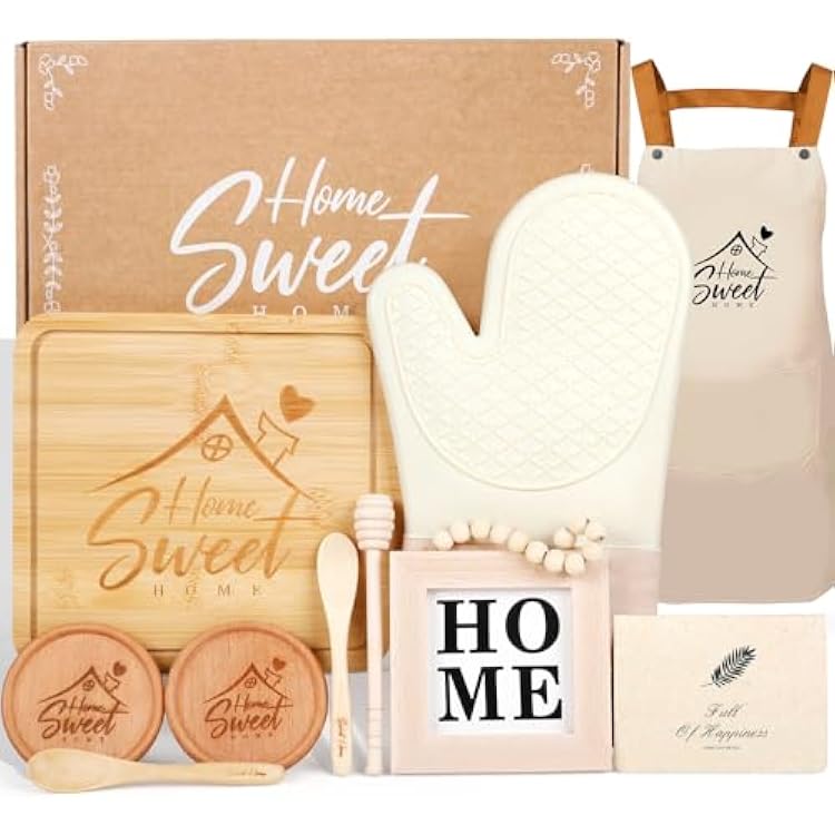 House Warming Gifts New Home, New Home Gifts Ideas for New Homeowners, New House Gift Basket, Realtors Closing Gifts for Home Buyers, Home Sweet Home Bamboo Serving Board for Couple Women Men