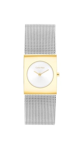 Calvin Klein Zwei-Zeiger-Quarzwerk-Uhr für Damen Kollektion CK Pulse mit Silbernes Edelstahl-Mesh-Gliederarmband - 25100139