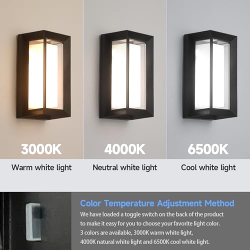 YCZM 24W LED Outdoor Wall Lights,Exterior/Interior 3-Color Adjustable Sconces Lights, IP65 Waterproof 2100LM, Modern Wall Mount Lighting Fixtures, Aluminum Wall Lights,Compatible with Dimmers by YCZM - Used condition - Image 5