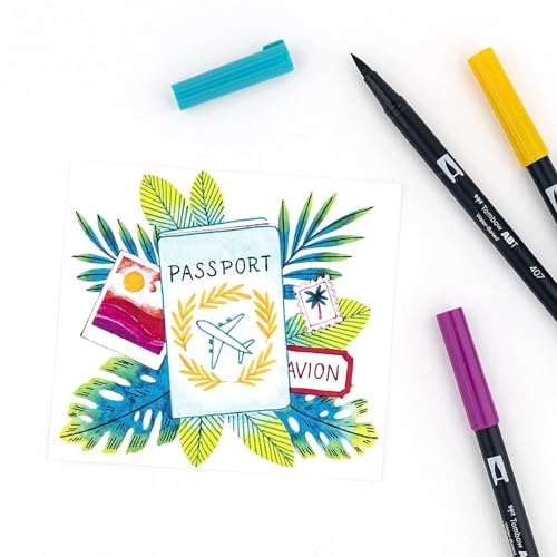 Image of Tombow Dual Brush Pen Art Markers - Tropical Set - 10-Pack. Blendable, Brush and Fine Tip Markers (Multicolor)