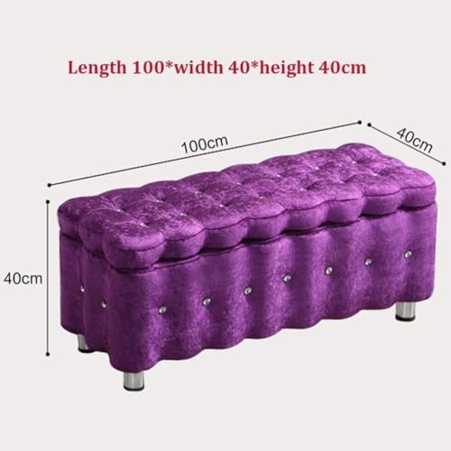 Tabouret de rangement en velours pour lit et canapé