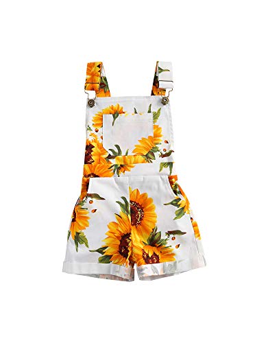 Toddler Baby Girl Overalls Shorts with Pocket Sunflower Outfit Little Kids Girls Summer clothes