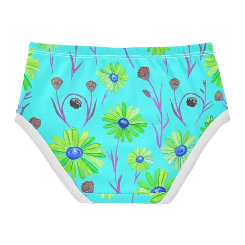 Green Daisies Wildflowers Blue Girls Underwear Toddler 2t Cotton Girl Panties Cute Florals Briefs Underpants2