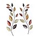 Asense Set of 2 Metal Tree Leaf Wall Hanging Art Decor, 38 Inch Iron Olive Branch Leaf Home Sculptures for Bedroom Living Room Hotel Office