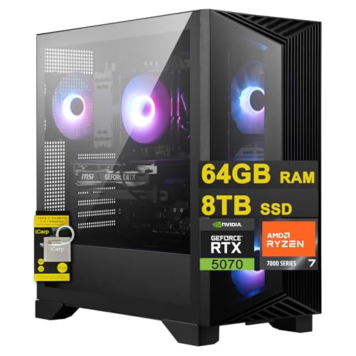 Image of msi Aegis Z2 Gaming Desktop AMD Octa-core Ryzen 7 7700 64GB RAM 8TB SSD GeForce RTX 5070 (DLSS 4) 750W 80+ Gold PSU ARGB Fan Air Cooling Win11 w /ICP Hub