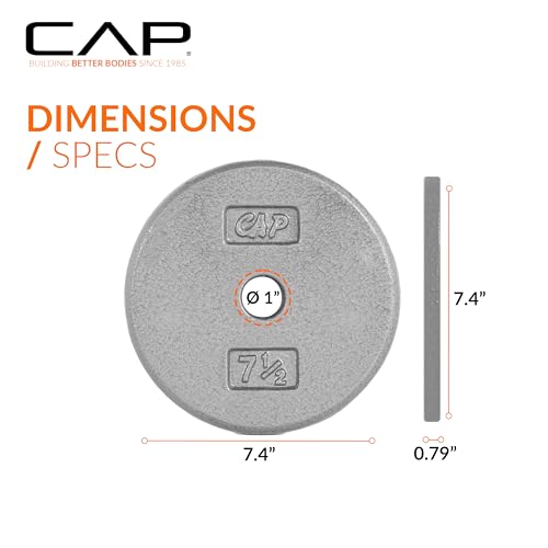 Image of CAP Barbell Standard 1-Inch Cast Iron Weight Plates - Singles & Sets | 1.25-50 lbs | Multiple Options