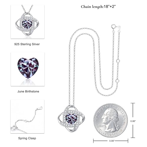 Iefil 925 Sterling Silver Love Knot Birthstone Necklace, Natural or Created Gemstone, Anniversary Birthday Gifts for Women, Jewelry Gifts for Wife Mom Girlfriend - Image 4