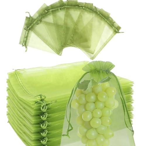 50PCS Fruit Protection Bags Drawstring 8x10 Inch | Organza Green ...