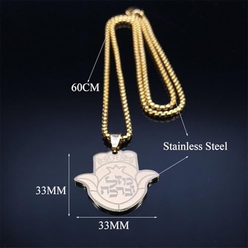 Collier hébreu main grenade juive pendentif mixte traditionnel - 4
