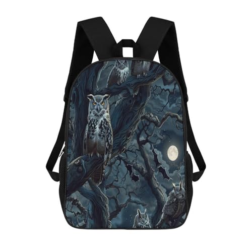 OBLUE Gothic Owls Halloween Backpack 17 Inch Shoulders Daypack Simple Leisure Travel Bag