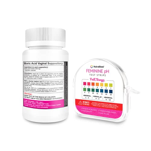 NutraBlast Boric Acid Vaginal Suppositories 600mg (30 Count) & Feminine