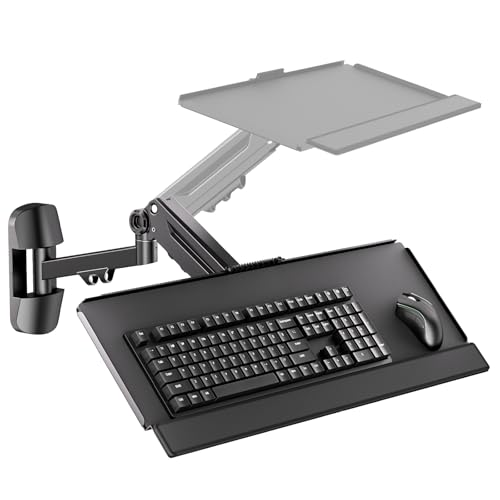 #VerdientProvisionen<br>Wandhalterung Tastaturablage Halterung Schwenkbar & Hohenverstellbar - Pneumatik-Arm bis 12kg Tragkraft Tastaturablage Grosse 654x242mm Ergonomisch Schwarz