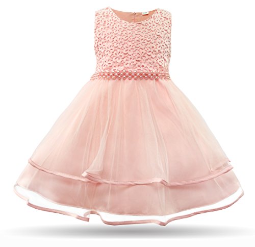 CIELARKO Baby Girls Dress Infant Birthday Wedding Party Dresses for 0-24 Month (18-24 Months, Pink)