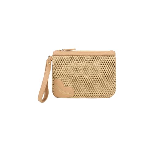 Pochette in similpelle e tessuto perfetta come bag-in-bag per organizzare la tua borsa o come clutch da polso per un look serale essenziale e ricercato.