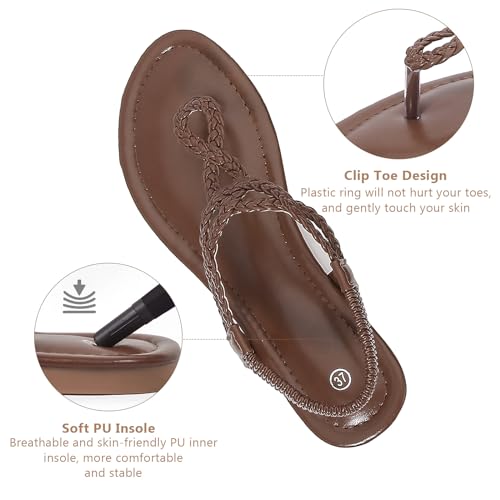 Image of zeetoo Women's Flat Sandals Summer T-StrapThong Bohemian Casual Comfortable Dressy Sandals for Women