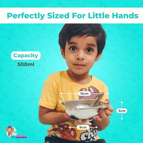 Image of LiLLMONKiDZ Stainless Steel Panda Design Bowl for Kids, 500ml Capacity Soup & Maggie Bowl Set, Adorable Animal Printed Snack Bowl Set