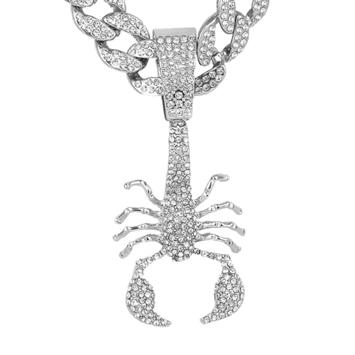 Pendentif cubain scorpion pour hommes collier hip-hop punk d'Halloween