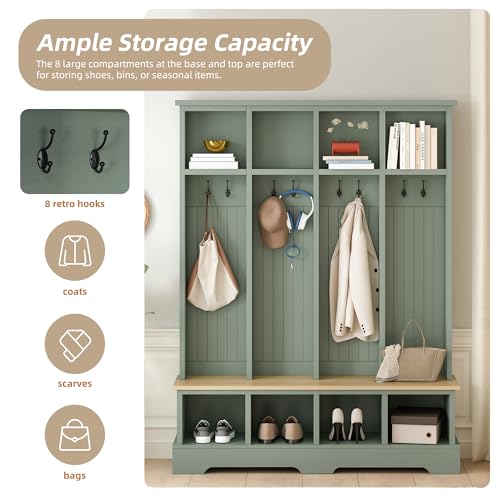 Merax-Farmhouse-Hall-Tree-with-Bench-and-Shoe-Storage-59-Entryway-Bench-with-Coat-Rack-3-in-1-Hall-Tree-with-Top-Compartments-and-8-Hooks-for-Hallway-Living-Room-Green