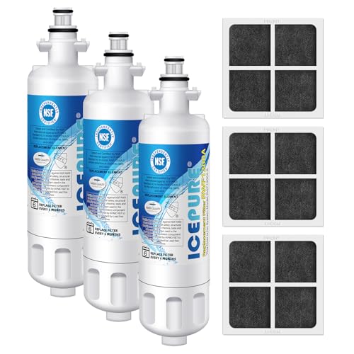 ICEPURE ADQ36006101 Replacement for LG LT700P Kenmore Elite 9690 ADQ36006102 RFC 1200A 46-9690 469690 ADQ36006101-S LFXS30766S WSL-3 FML-3 Refrigerator Water and LT120F Fresh Air Filte 3Combo