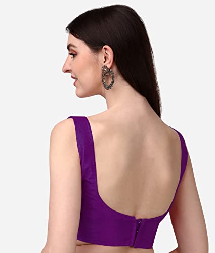 Image of Vihu Fashion Plain Sleeveless Pattern Readymade Blouse U Neck Choli