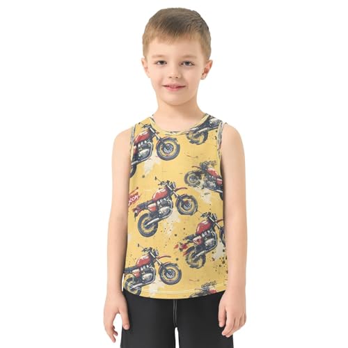 ALAZA Grunge Red Motorcycle Boy's Tank Tops Summer Sleeveless Quick Dry Sport Workout Athletic Casual T Shirts 3-15Y2