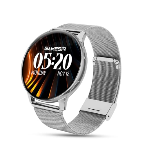 Image of GameSir Active 2 Smartwatch for Men & Women, 1.39 inch HD Round Display, Bluetooth Calling, Heart Rate & SPO₂, 100+ Sports Modes, IP67, Long Battery Life for Android & iOS (Millanese Silver)